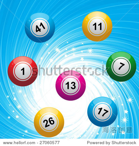 <strong>lottery<\/strong> / bingo balls and blue swirl background with stars