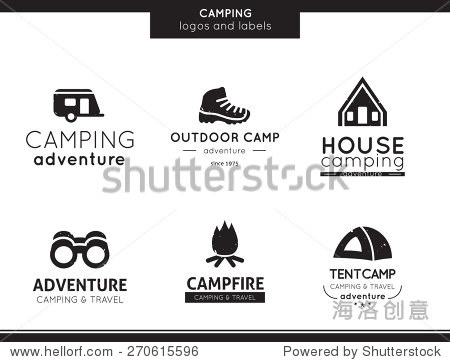 camping and outdoor activity logo and labels collection