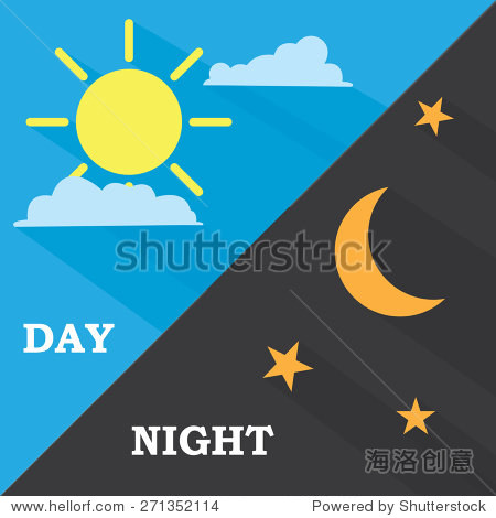 sun and moon, day and night. vector