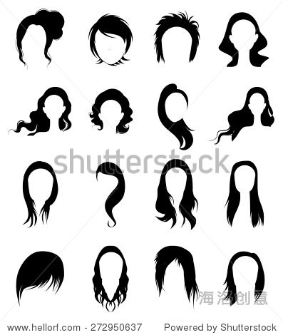 头发假发图标设置 - 符号\/标志,美容\/时装服饰 -
