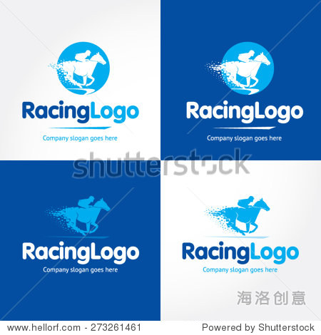 horse racing blue and dark blue vector logo variations.