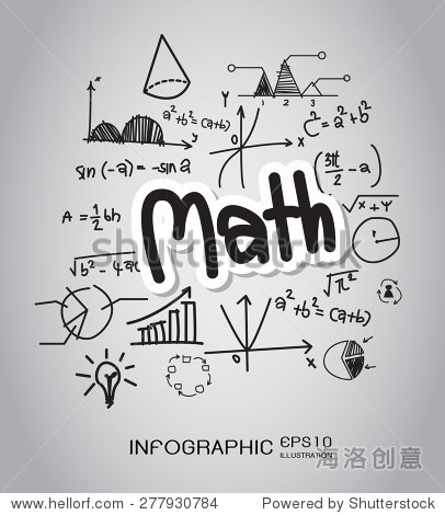 数学手绘图标背景概念.向量图片