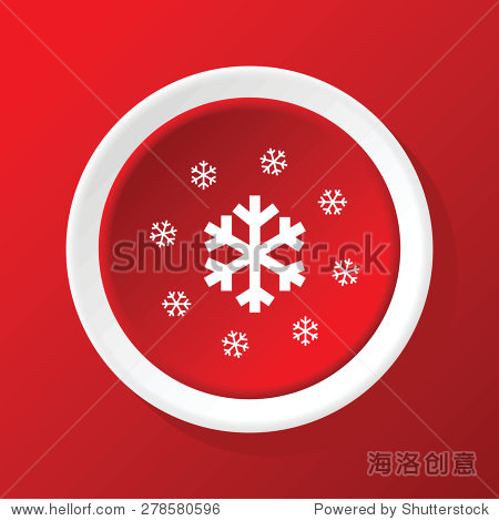 with big snowflake surrounded by smaller ones on red background