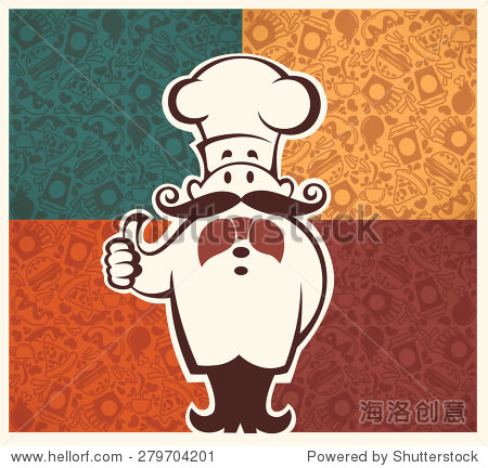 american fastfood pattern and cartoon chef image