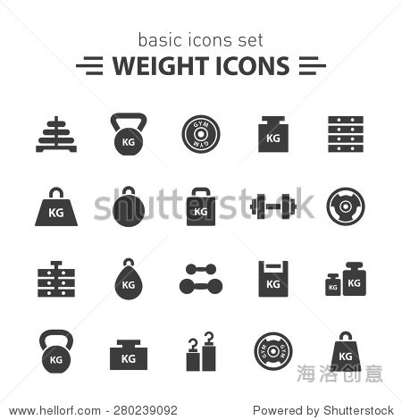 weight icons set.