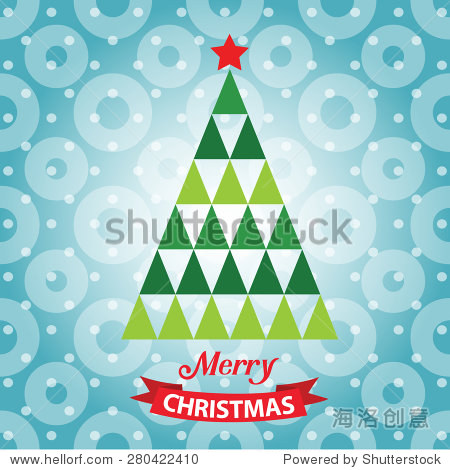 merry christmas card with graphic christmas tree vector.