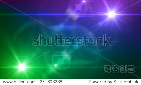 blue and purple light twin lens flare special effect