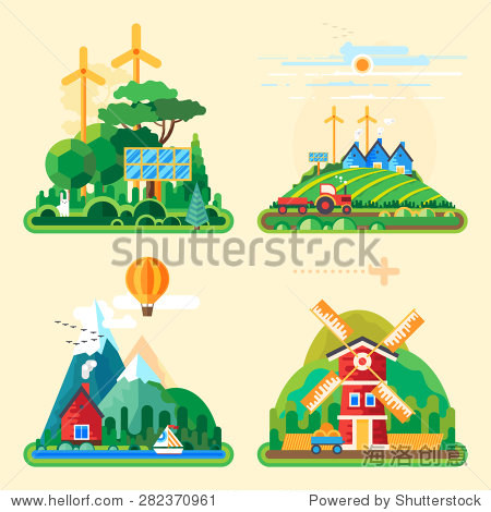 vector flat illustration - house at the lake.