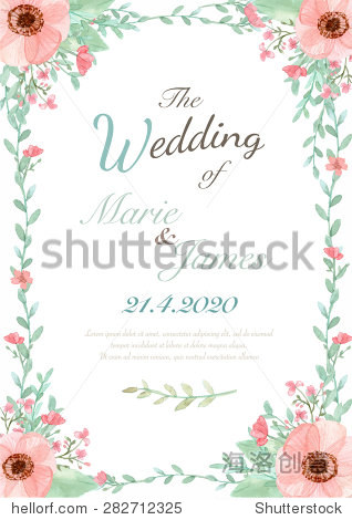 flower wedding invitation card, save the date card, greeting