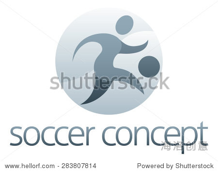soccer sports concept of a stylised figure kicking a football