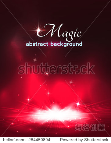 magic stage background with smoke and stars. vector illustration