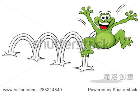 vector illustration of a jumping cartoon frog isolated on white