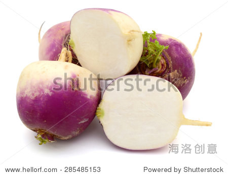 bunch of purple turnips isolated on a white background.