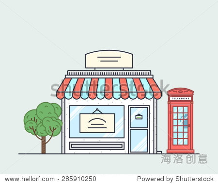 vector illustration of little cute retro store shop or boutique