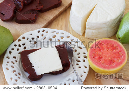 juliet of goiabada and minas cheese on white plate with fresh