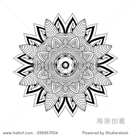 mandala. black silhouette isolated on white back.