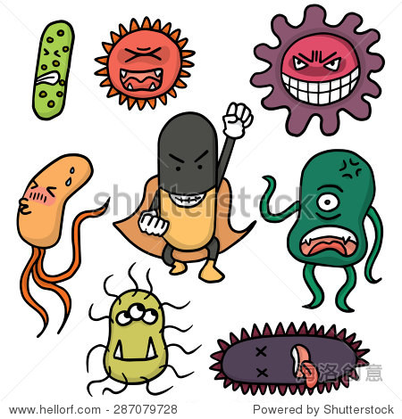 vector set of bacteria and antibiotics - 图片素材