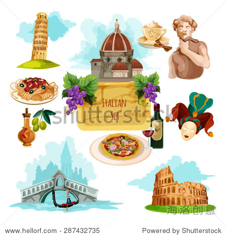 意大利旅游集卡通威尼斯的贡多拉罗马古罗马竞