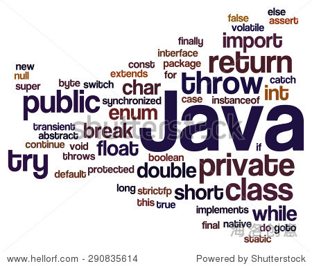 概念上的标签云从编程语言Java包含保留字。
