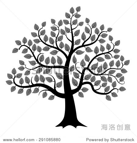 black tree silhouette isolated on white background vector