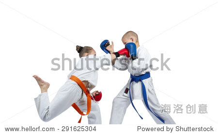 girl in karategi beats gyaku tsuki with overlays on her hands