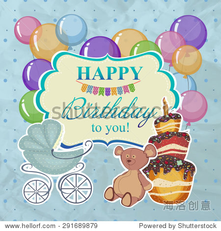 childrens greeting background with the birthday boy.