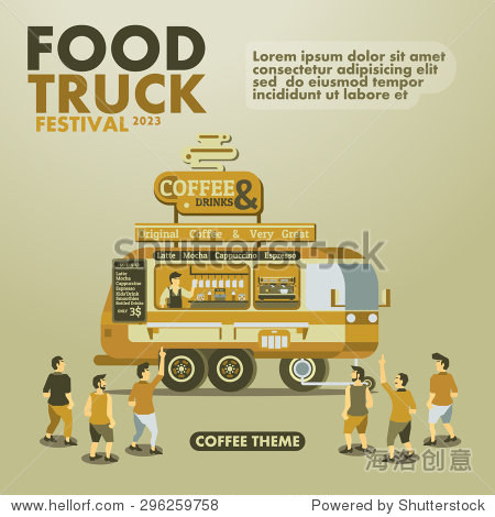 food truck festival poster with gourmet coffee theme design