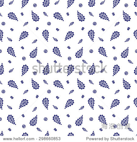 paisley seamless pattern, block printed background, indian motif