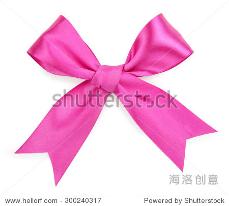 pink bow ribbon isolated on white background
