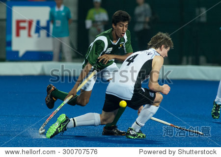 南京CHINA-AUGUST 21:新西兰曲棍球队(白色