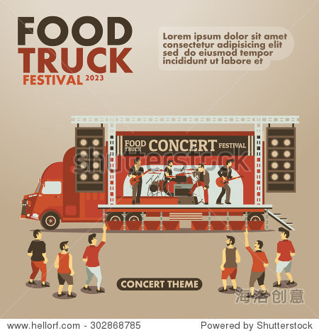 food truck festival poster with gourmet concert theme design
