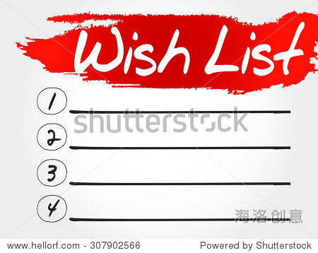 wish list blank list business concept