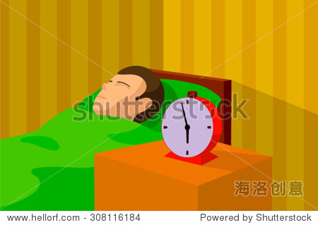 cartoon image with a dark-haired man sleeping in