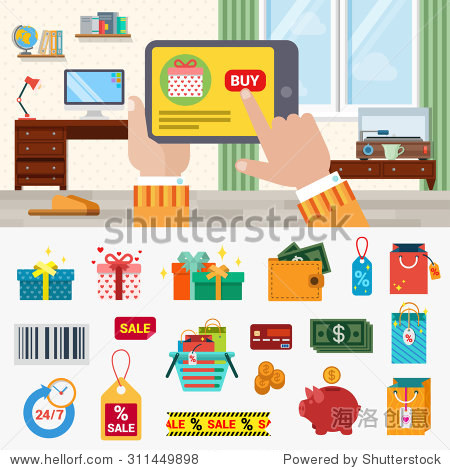 interface buy button box gift money coin dollar wallet sale