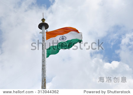 印度国家Flag,三原色。授权节目- - Saffron积聚