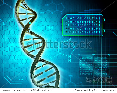 dna structure converted into binary code. digital illustration.