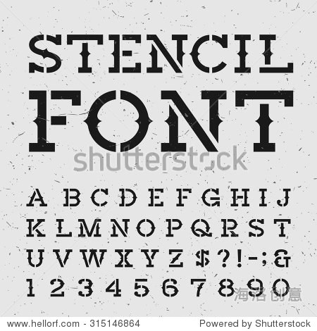 western style retro alphabet stencil font.