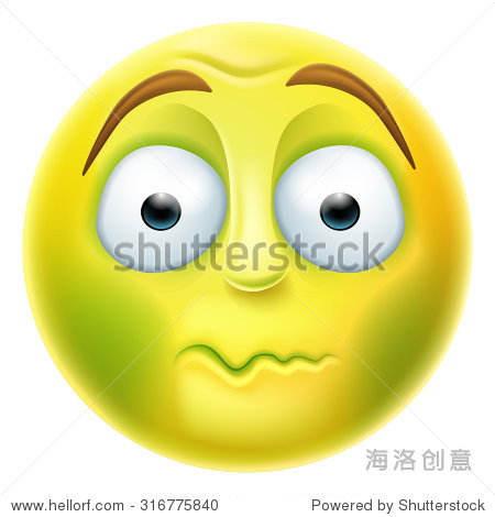 生病看绿色emoji表情符号恶心或呕吐