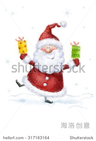 santa claus on snow background. christmas  card.
