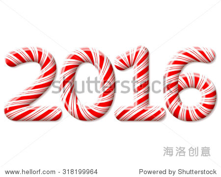 new year 2016 in shape of candy stick.