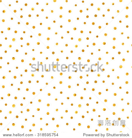 seamless pattern of random golden dots on white background.