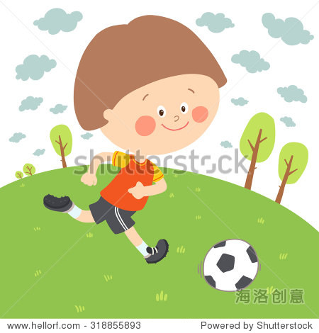 little boy playing soccer. child kicking football