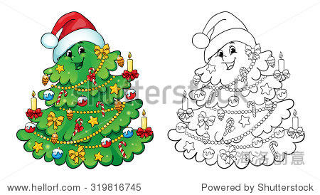 coloring book or page illustration. christmas   .