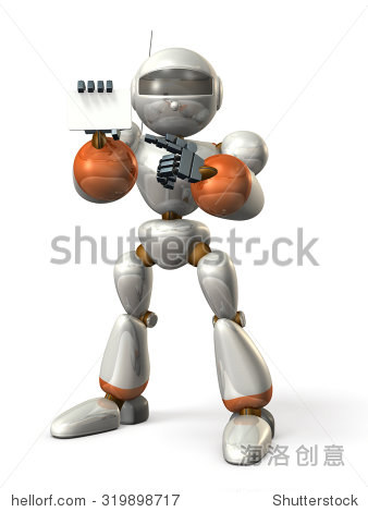 机器人有自我介绍。孤立的,计算机生成图像 -