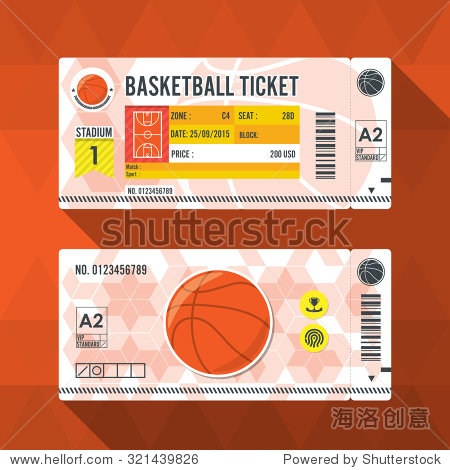 basketball ticket card modern element design.