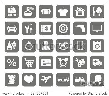 icons, online store, product categories, monotone