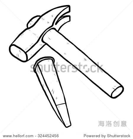 hammer and gouge / cartoon vector and illustration black and