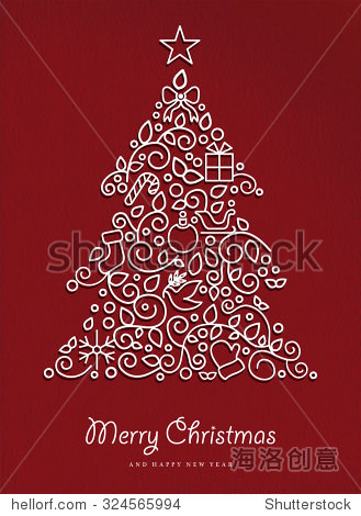 merry christmas and happy new year pine tree made