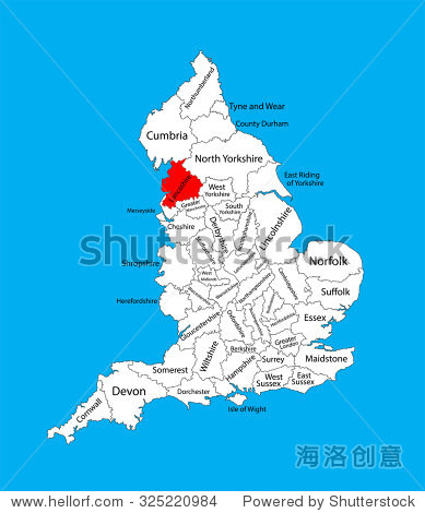 vector map of lancashire in north west england united kingdom