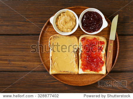 sandwiches with peanut butter and strawberry jam